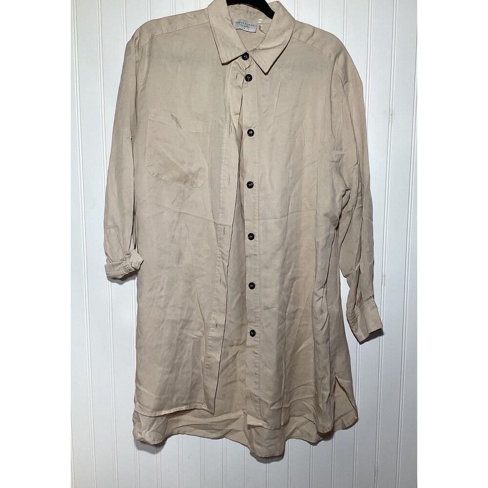 NEW Dress Forum Biege Long Sleeve Button Front Collared Dress Medium